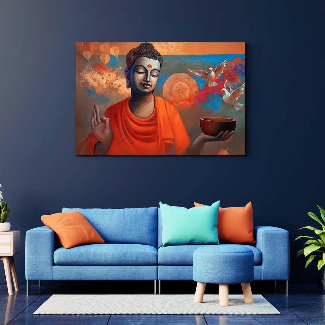 Casperme  Buddha Art Cotton Canvas Wall Painting For Living Room for Bedroom, Hotels & Office Decoration (36×24 inches)