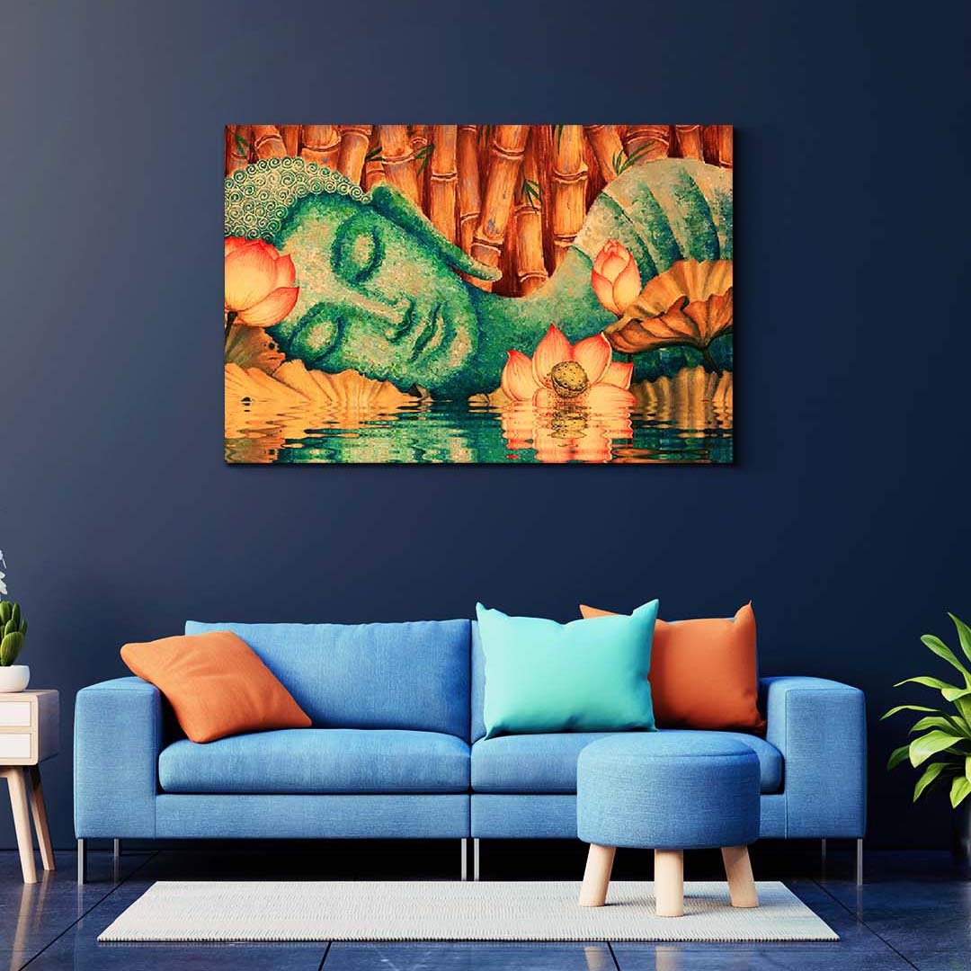 Casperme  Buddha Art Cotton Canvas Wall Painting For Living Room for Bedroom, Hotels & Office Decoration (36×24 inches)