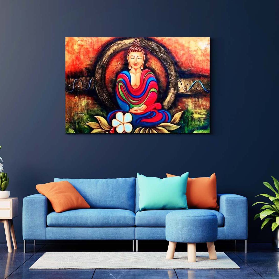 Casperme  Buddha Art Cotton Canvas Wall Painting For Living Room for Bedroom, Hotels & Office Decoration (36×24 inches)