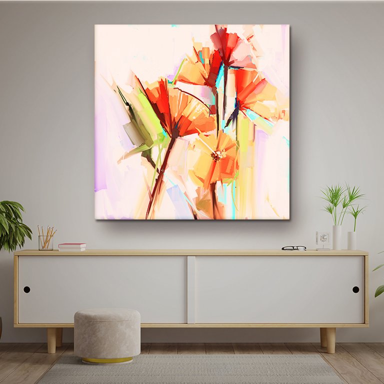 Casperme Floral Modern Abstract Art Cotton Canvas Wall Painting For Living Room for Bedroom, Hotels & Office Decoration (30×30 inches)