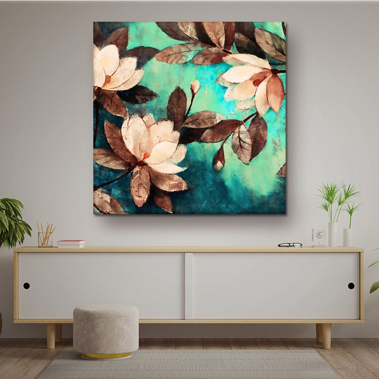 Casperme Floral Modern Abstract Art Cotton Canvas Wall Painting For Living Room for Bedroom, Hotels & Office Decoration (30×30 inches)