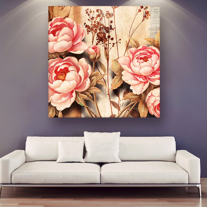 Casperme Floral Modern Abstract Art Cotton Canvas Wall Painting For Living Room for Bedroom, Hotels & Office Decoration (30×30 inches)