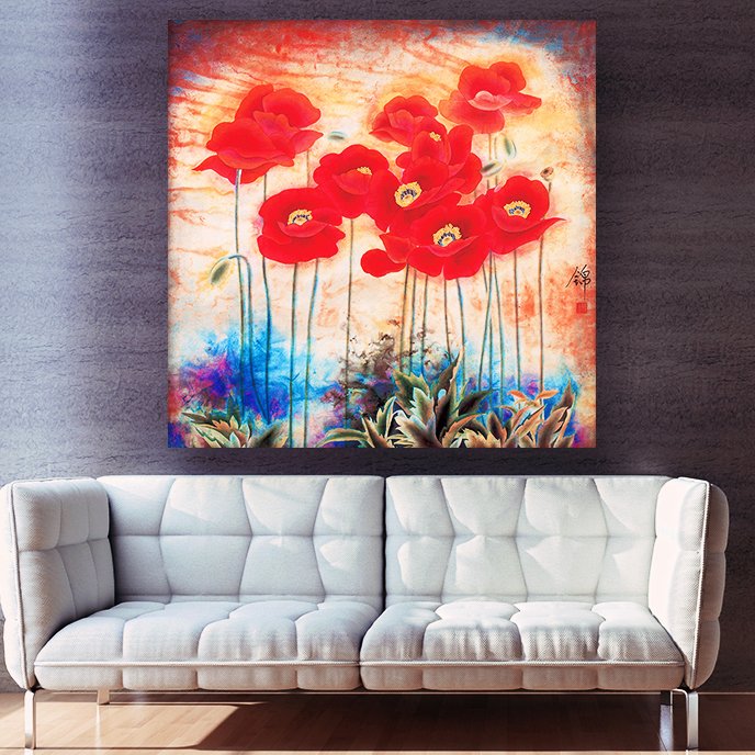 Casperme Floral Modern Abstract Art Cotton Canvas Wall Painting For Living Room for Bedroom, Hotels & Office Decoration (30×30 inches)