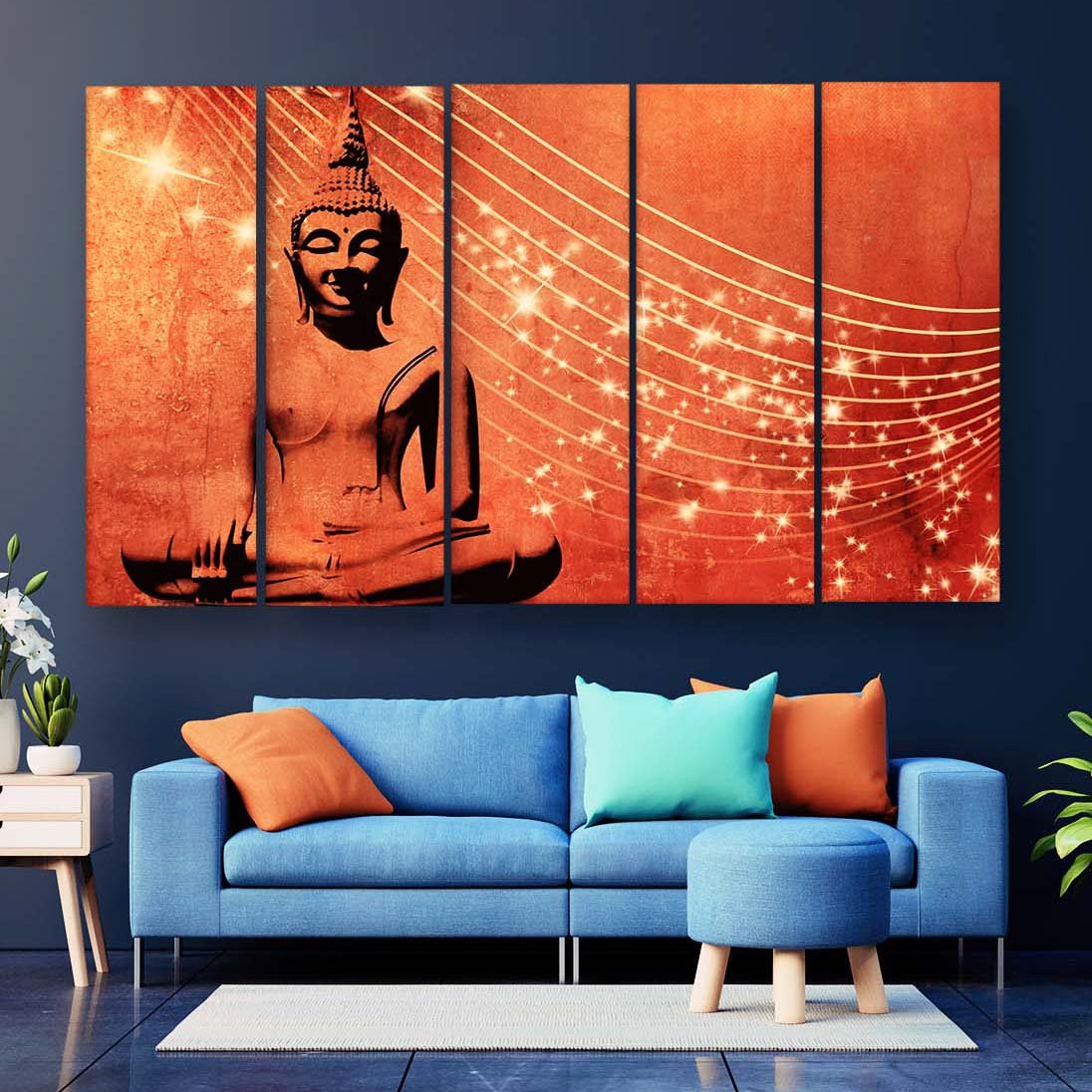 Casperme Buddha Wall Painting For Living Room for Bedroom, Hotels & Office Decoration (48×30 inhes)