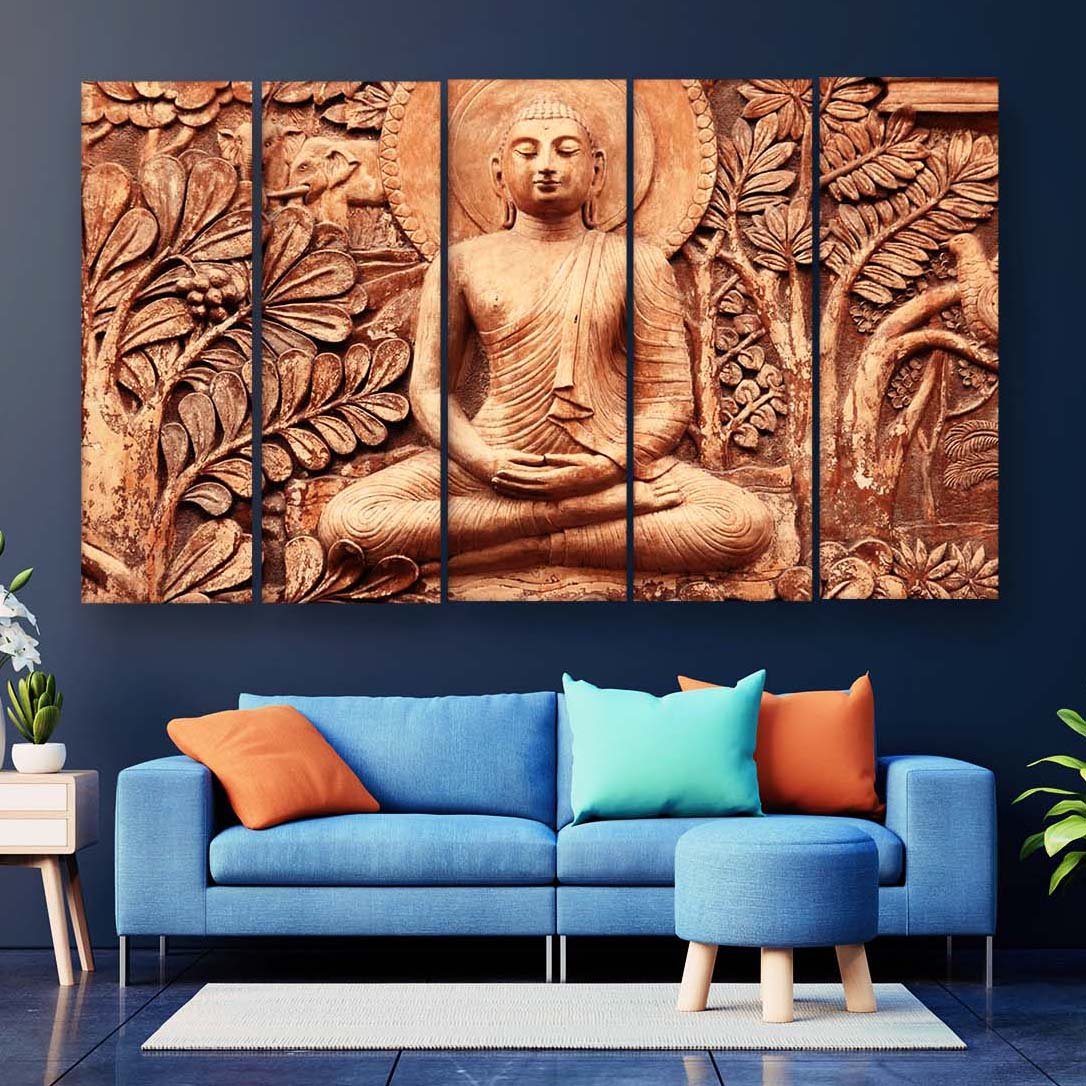 Casperme Buddha Wall Painting For Living Room for Bedroom, Hotels & Office Decoration (48×30 inhes)