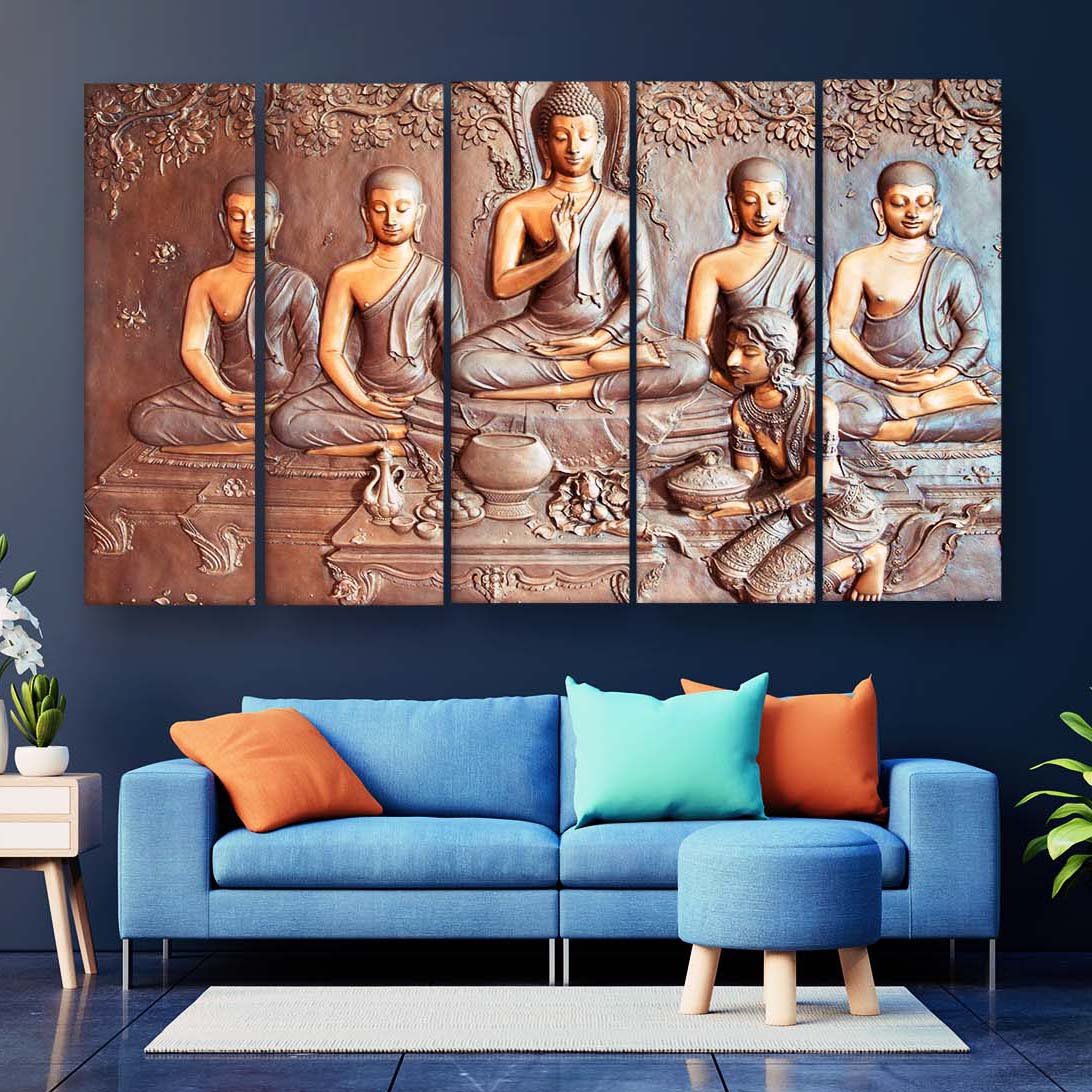 Casperme Buddha Wall Painting For Living Room for Bedroom, Hotels & Office Decoration (48×30 inhes)