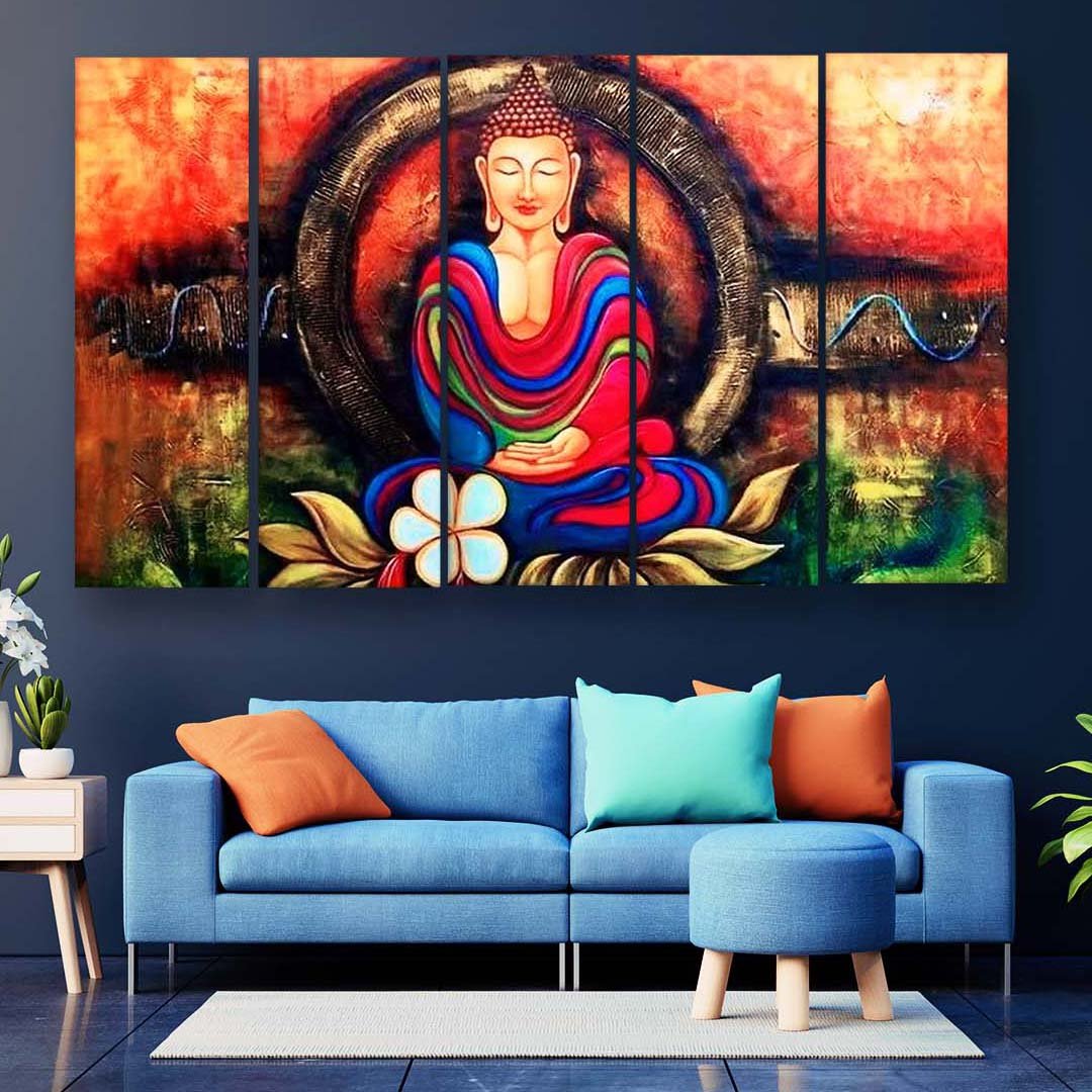 Casperme Buddha Wall Painting For Living Room for Bedroom, Hotels & Office Decoration (48×30 inhes)