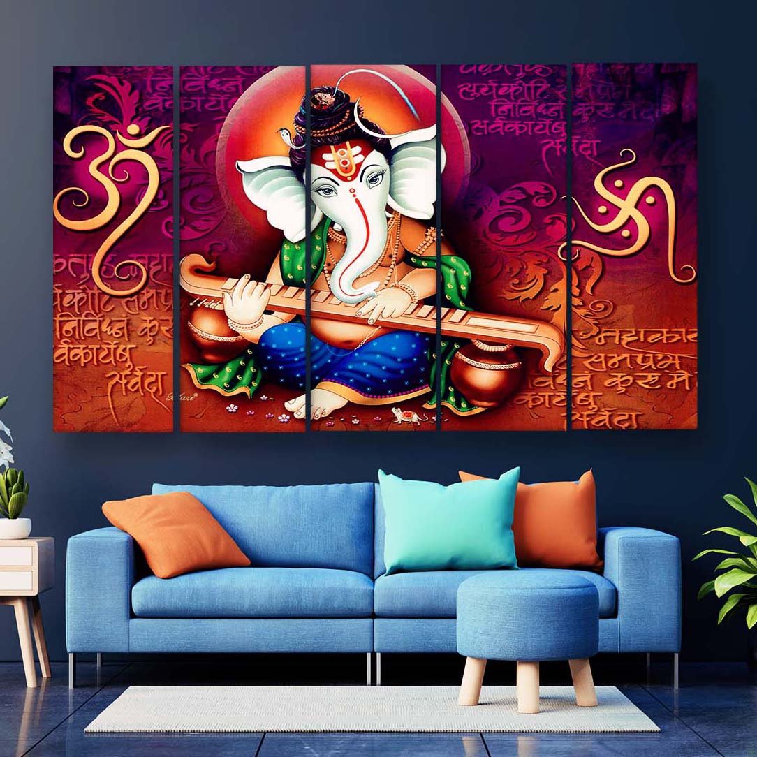 Casperme Lord Ganesha Wall Painting For Living Room for Bedroom, Hotels & Office Decoration (48×30 inhes)