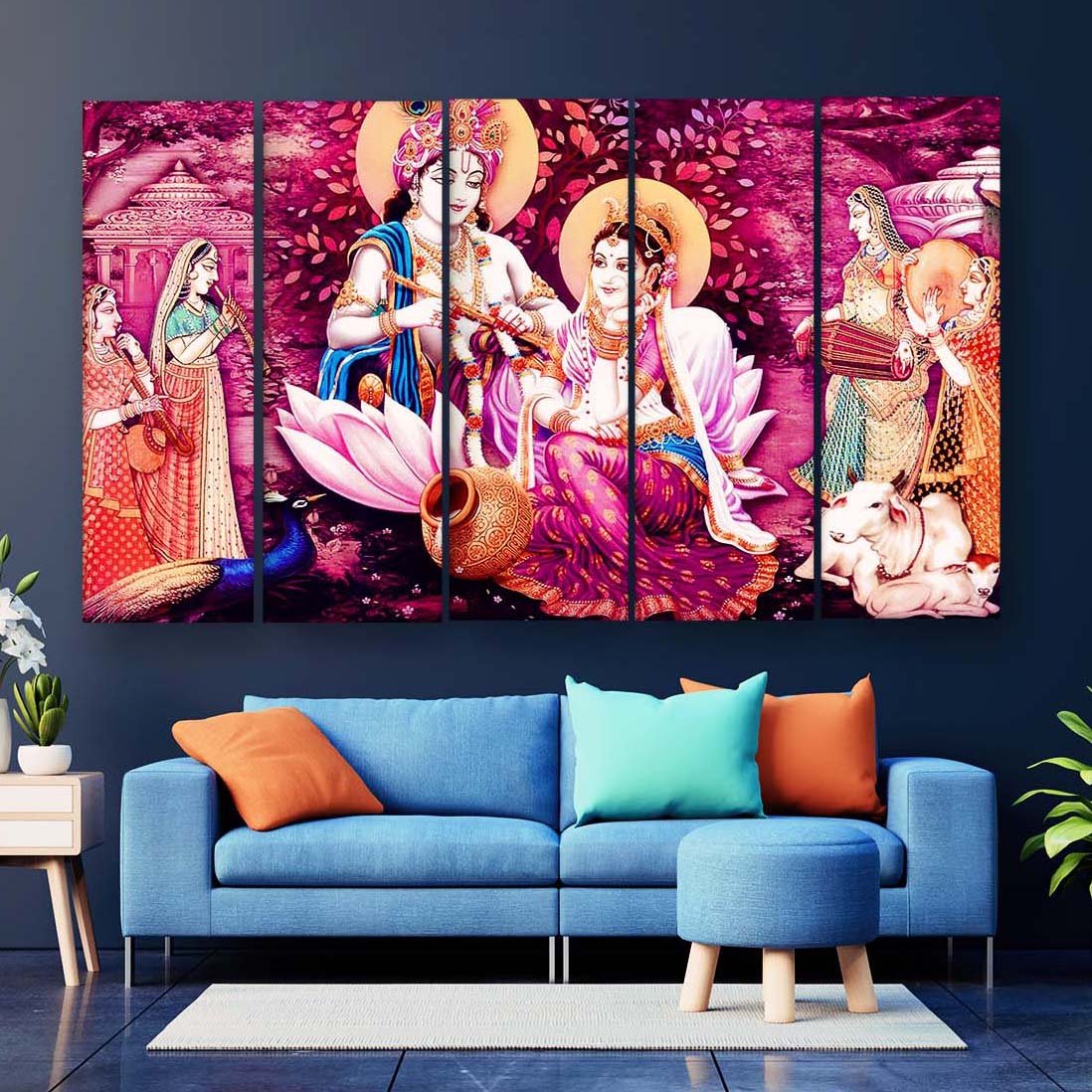 Casperme Radha Krishna Wall Painting For Living Room for Bedroom, Hotels & Office Decoration (48×30 inhes)