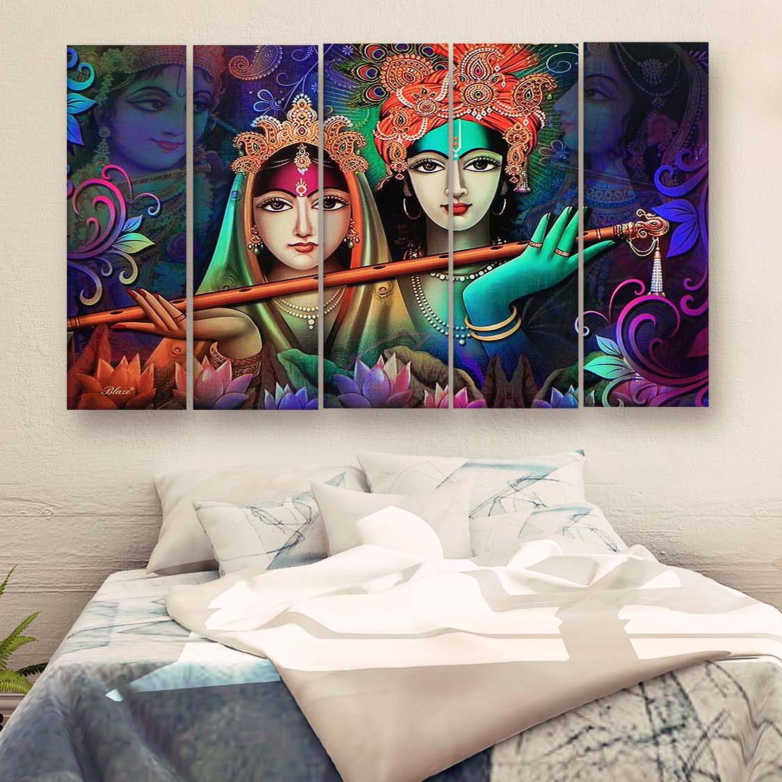 Casperme Radha Krishna Wall Painting For Living Room for Bedroom, Hotels & Office Decoration (48×30 inhes)