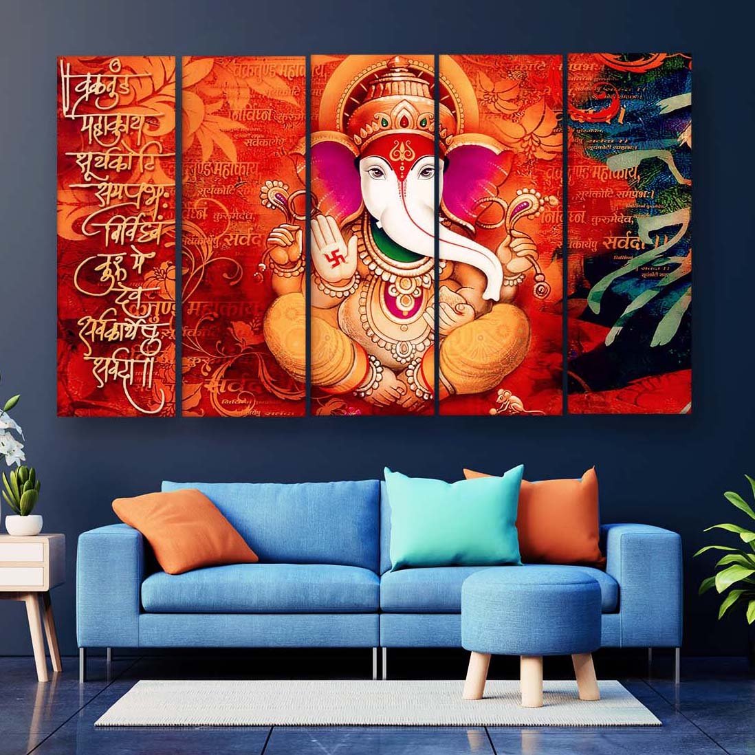 Casperme Lord Ganesha Wall Painting For Living Room for Bedroom, Hotels & Office Decoration (48×30 inhes)