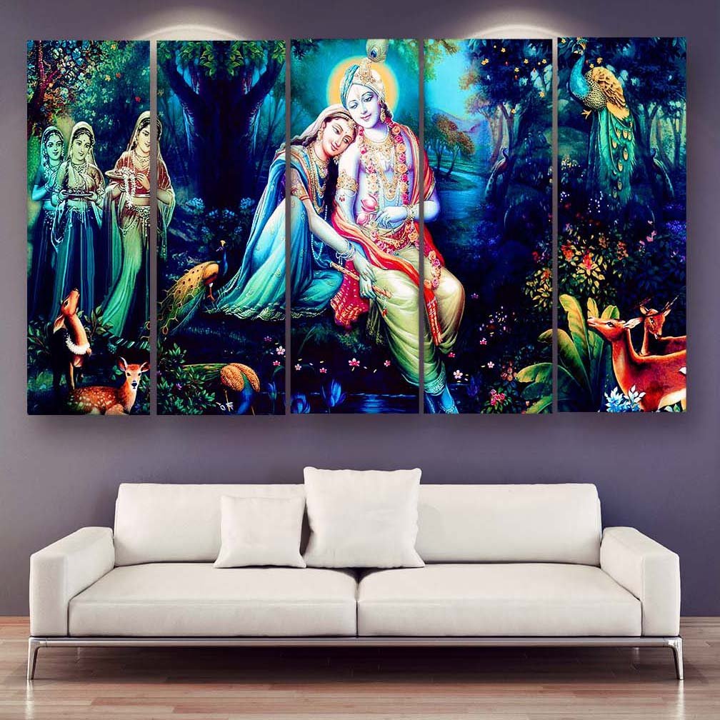 Casperme Radha Krishna Wall Painting For Living Room for Bedroom, Hotels & Office Decoration (48×30 inhes)