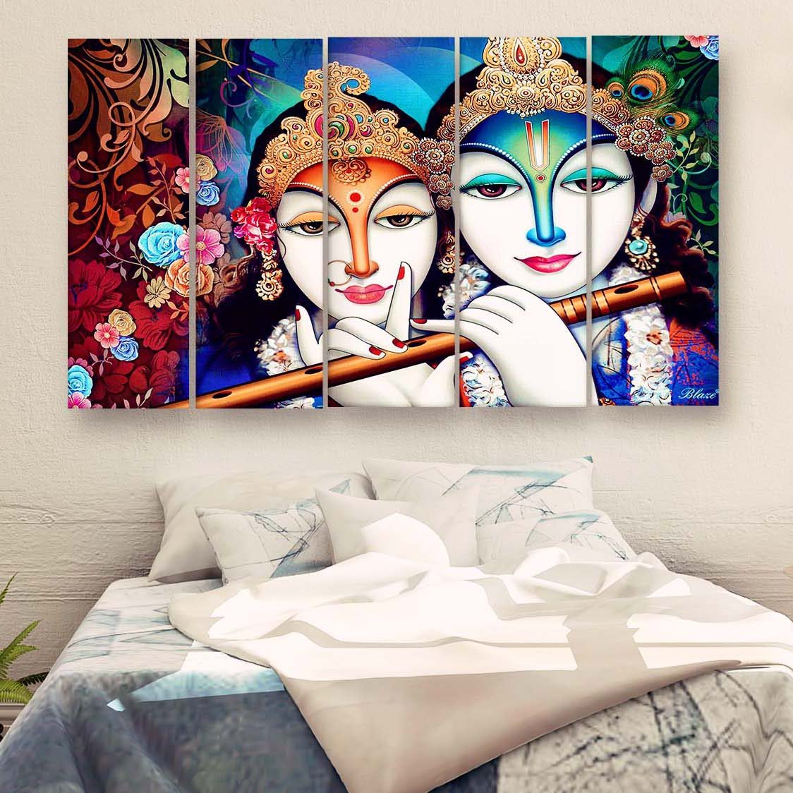 Casperme Radha Krishna Wall Painting For Living Room for Bedroom, Hotels & Office Decoration (48×30 inhes)