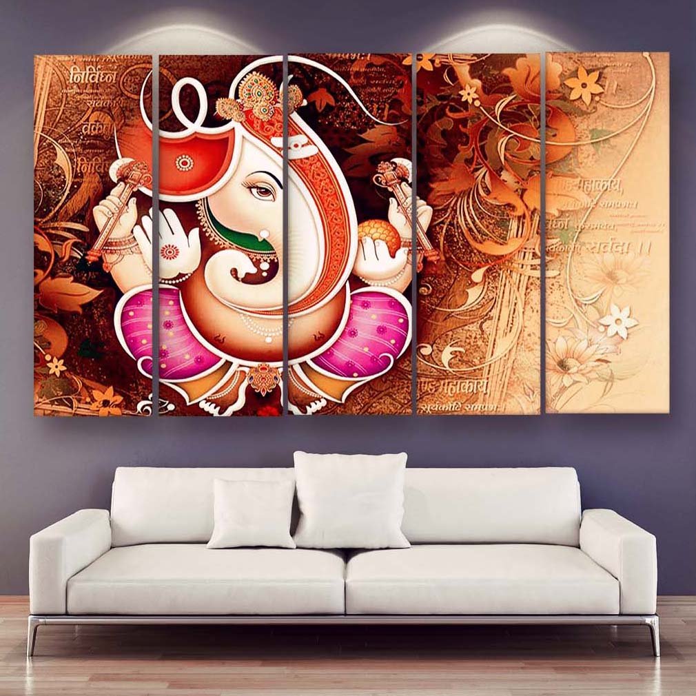 Casperme Lord Ganesha Wall Painting For Living Room for Bedroom, Hotels & Office Decoration (48×30 inhes)