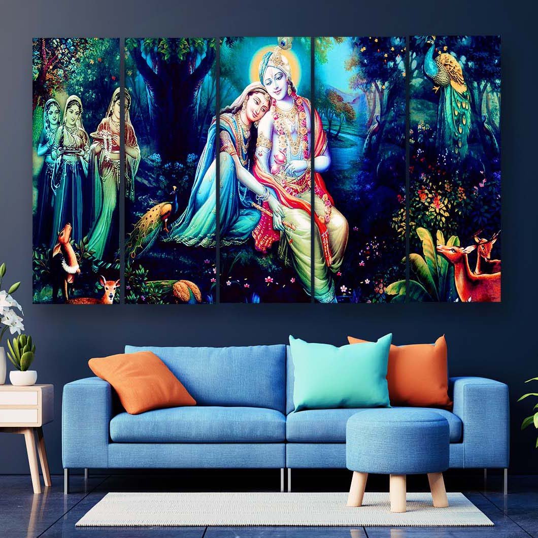 Casperme Radha Krishna Wall Painting For Living Room for Bedroom, Hotels & Office Decoration (48×30 inhes)