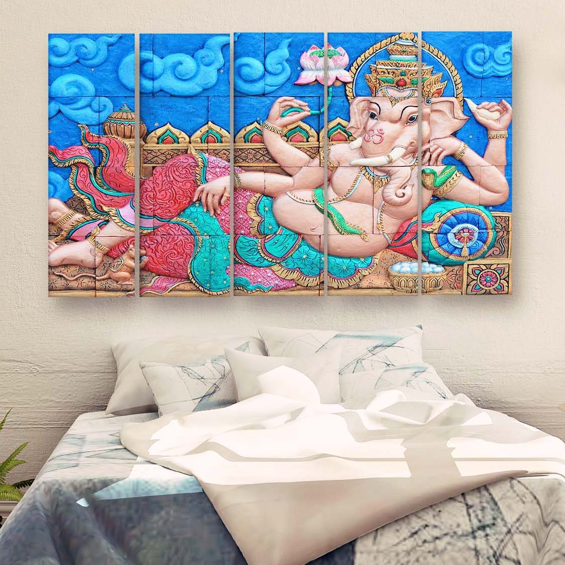 Casperme Lord Ganesha Wall Painting For Living Room for Bedroom, Hotels & Office Decoration (48×30 inhes)