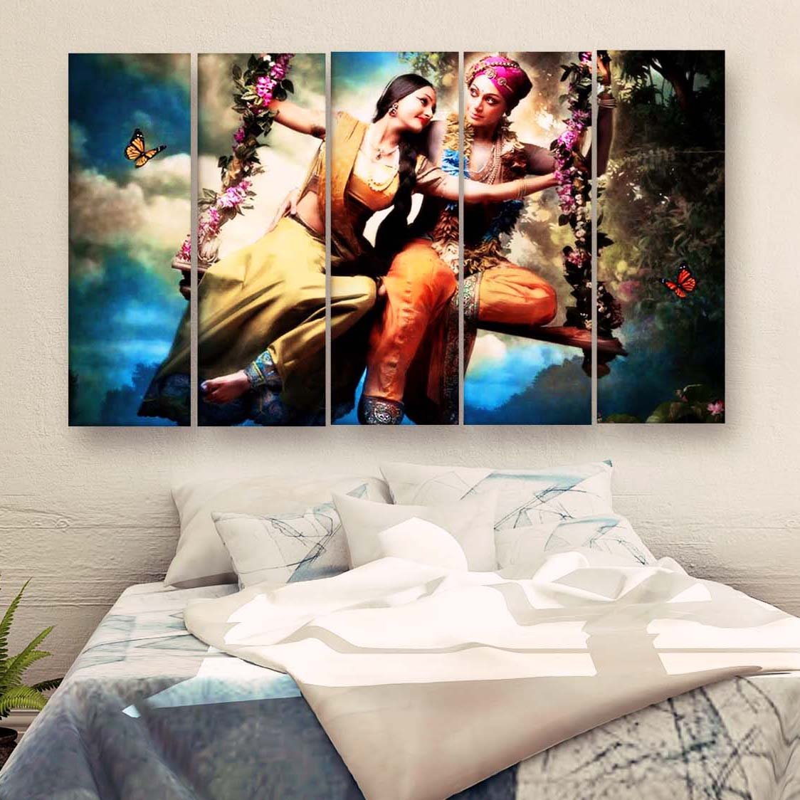 Casperme Radha Krishna Wall Painting For Living Room for Bedroom, Hotels & Office Decoration (48×30 inhes)