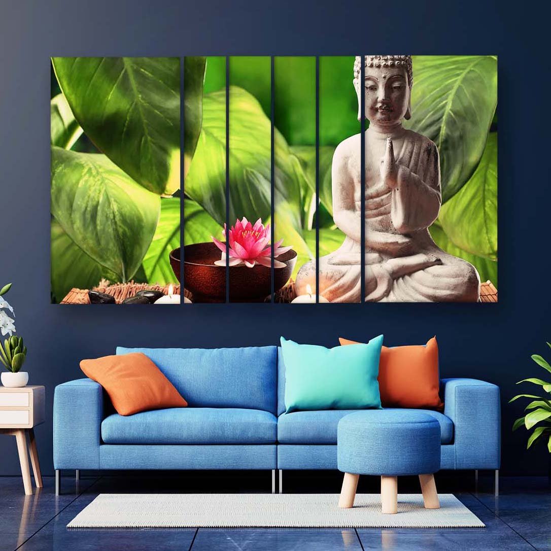 Casperme  Buddha Art Wall Painting Grill Frames For Living Room for Bedroom, Hotels & Office Decoration (60 x 36 inches)