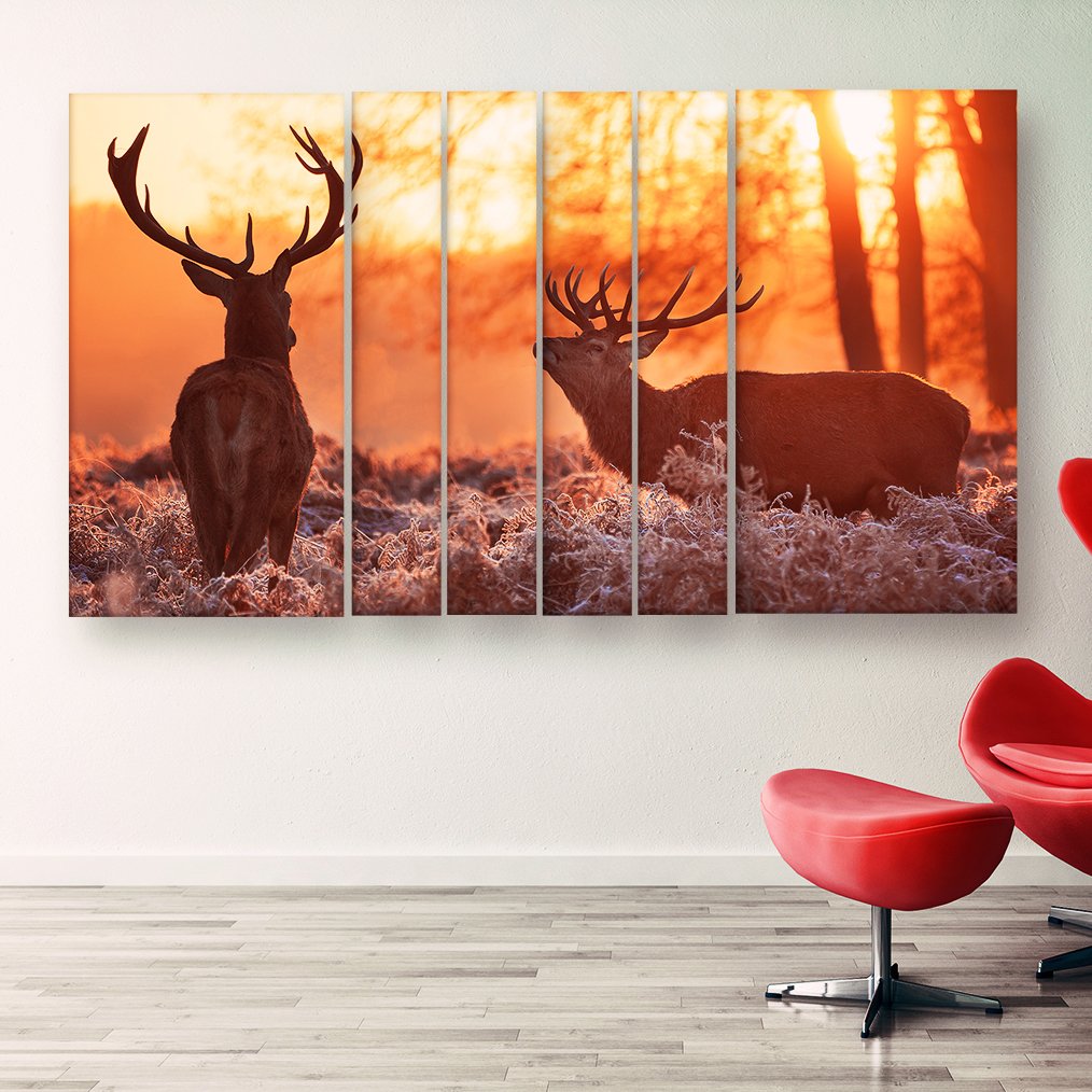 Casperme Beautiful Deer  Nature Wall Painting Grill Frames For Living Room for Bedroom, Hotels & Office Decoration (60 x 36 inches)