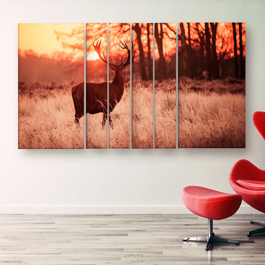 Casperme Beautiful Deer  Nature Wall Painting Grill Frames For Living Room for Bedroom, Hotels & Office Decoration (60 x 36 inches)