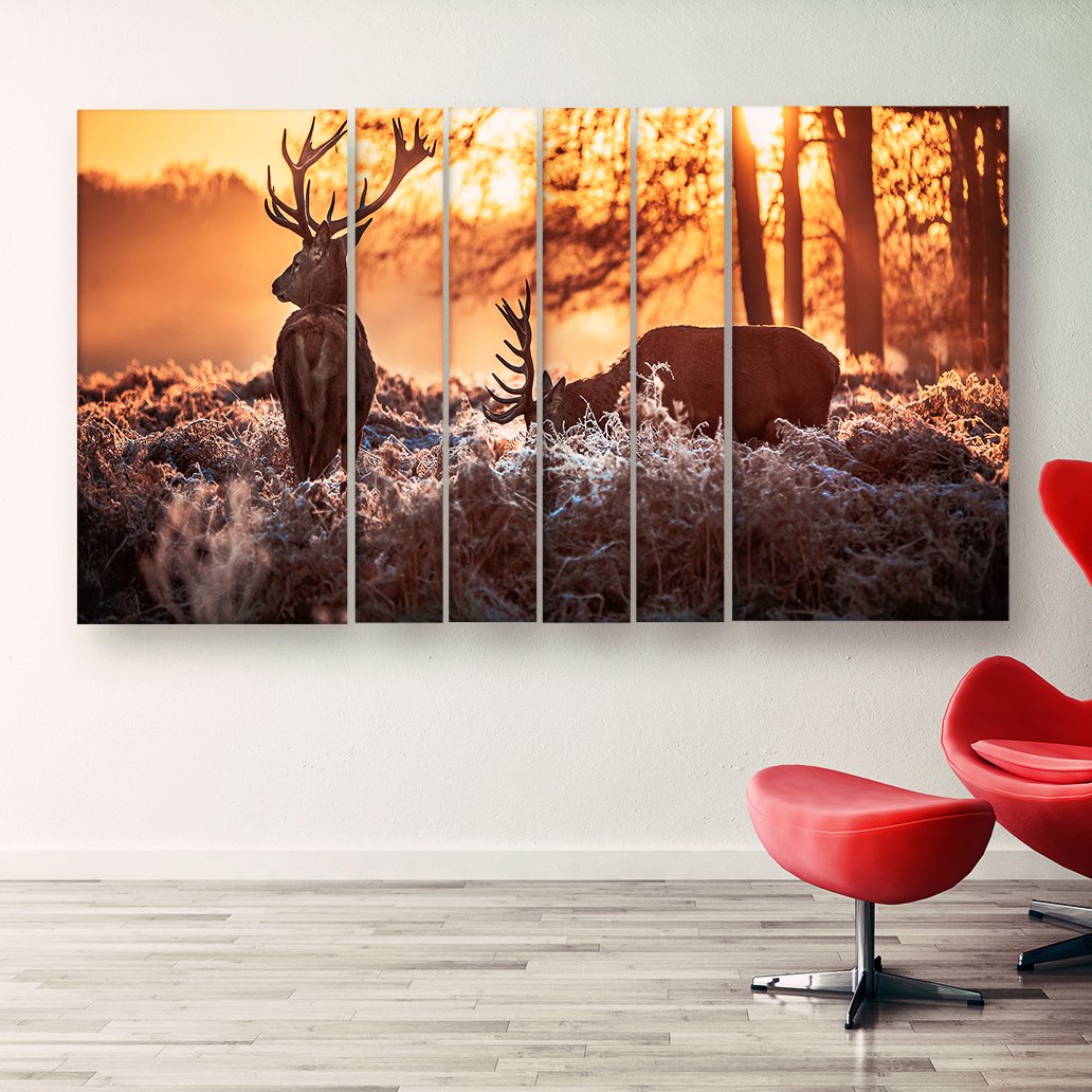 Casperme Beautiful Deer  Nature Wall Painting Grill Frames For Living Room for Bedroom, Hotels & Office Decoration (60 x 36 inches)