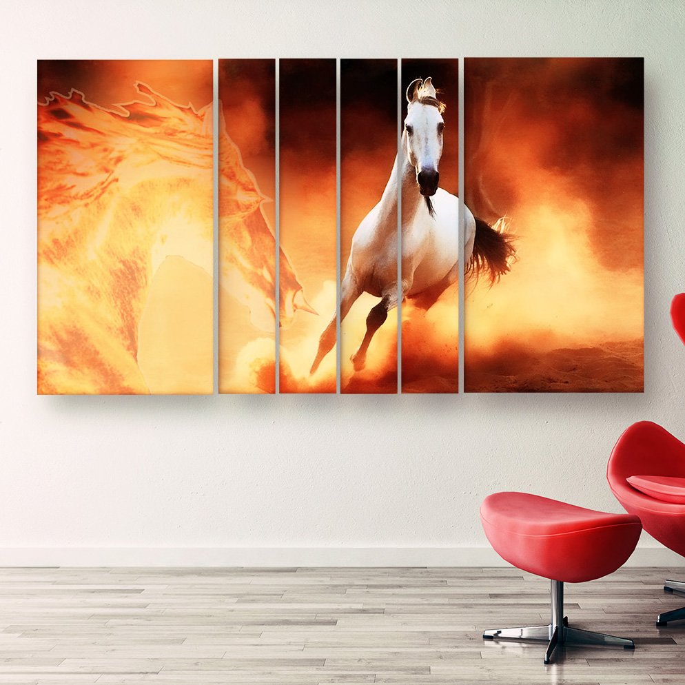 Casperme Beautiful Horse Wall Painting Grill Frames For Living Room for Bedroom, Hotels & Office Decoration (60 x 36 inches)