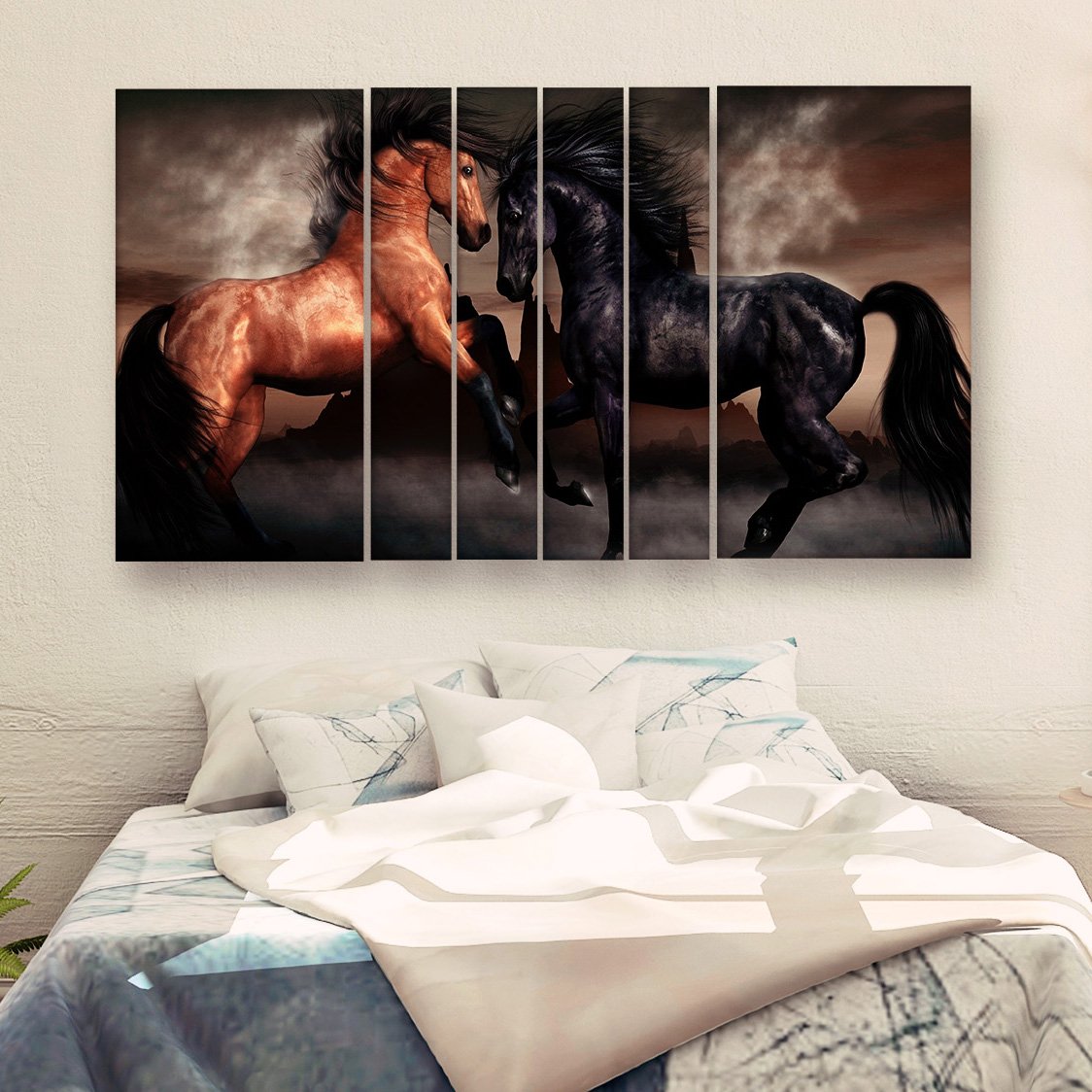 Casperme Beautiful Horse Wall Painting Grill Frames For Living Room for Bedroom, Hotels & Office Decoration (60 x 36 inches)