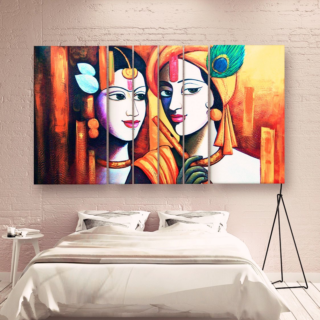 Casperme Radha Krishna Wall Painting Grill Frames For Living Room for Bedroom, Hotels & Office Decoration (60 x 36 inches)