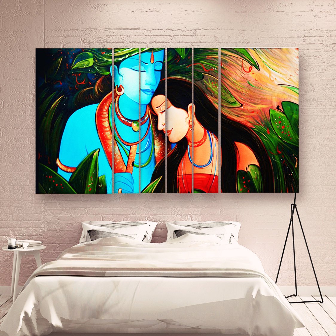 Casperme Radha Krishna Wall Painting Grill Frames For Living Room for Bedroom, Hotels & Office Decoration (60 x 36 inches)