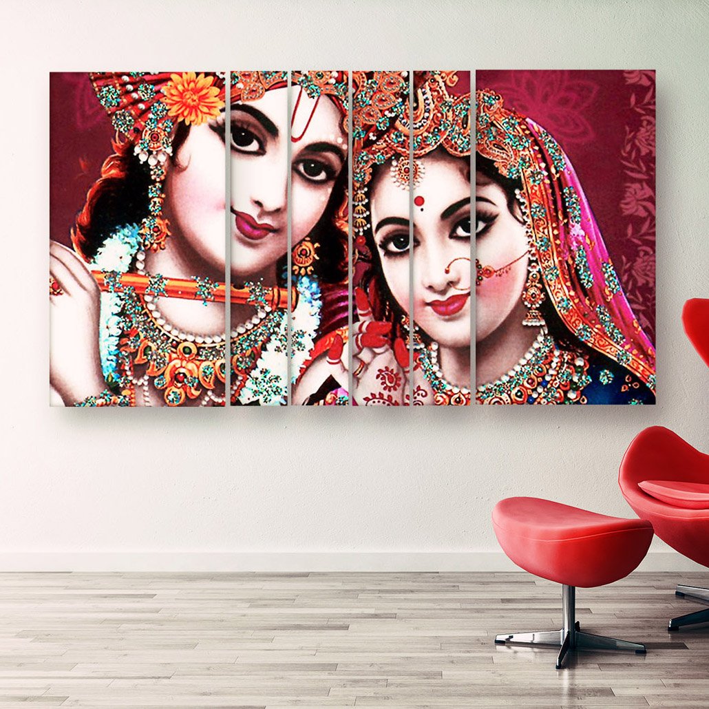 Casperme Radha Krishna Wall Painting Grill Frames For Living Room for Bedroom, Hotels & Office Decoration (60 x 36 inches)