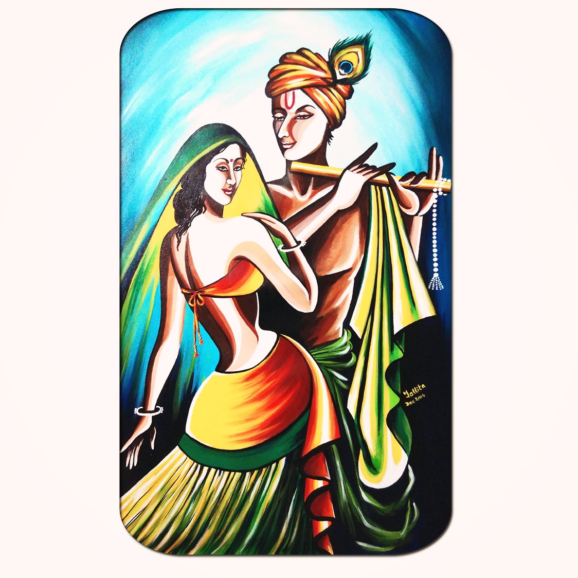 Casperme Radha Krishna Big Frame Wall Painting For Living Room & Office (18 x 36 inches)