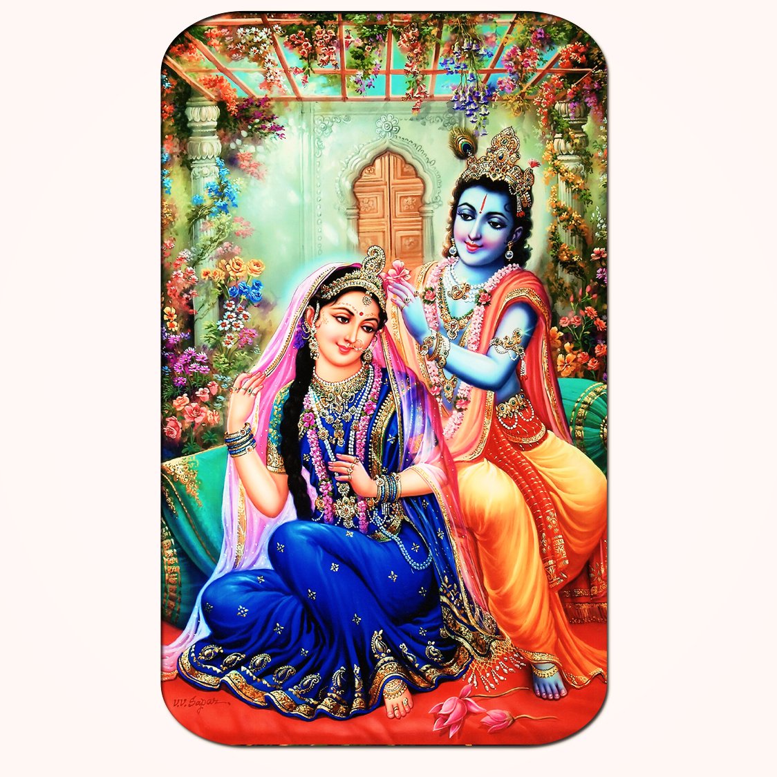 Casperme Radha Krishna Big Frame Wall Painting For Living Room & Office (18 x 36 inches)