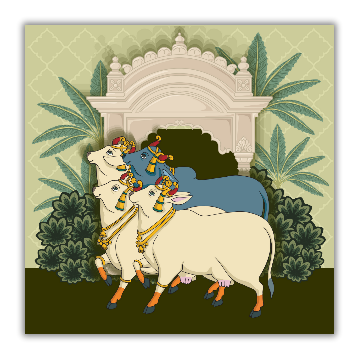 Casperme Kamdhenu Cow Vastu Prosperity Cotton Canvas Wall Painting For Living Room for Bedroom, Hotels & Office Decoration