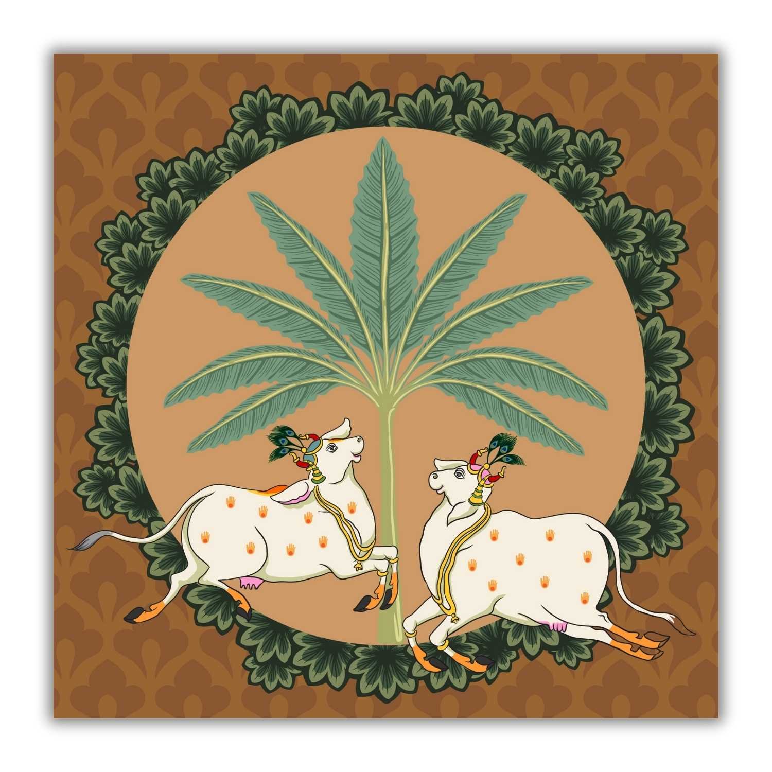 Casperme Kamdhenu Cow Vastu Prosperity Cotton Canvas Wall Painting For Living Room for Bedroom, Hotels & Office Decoration