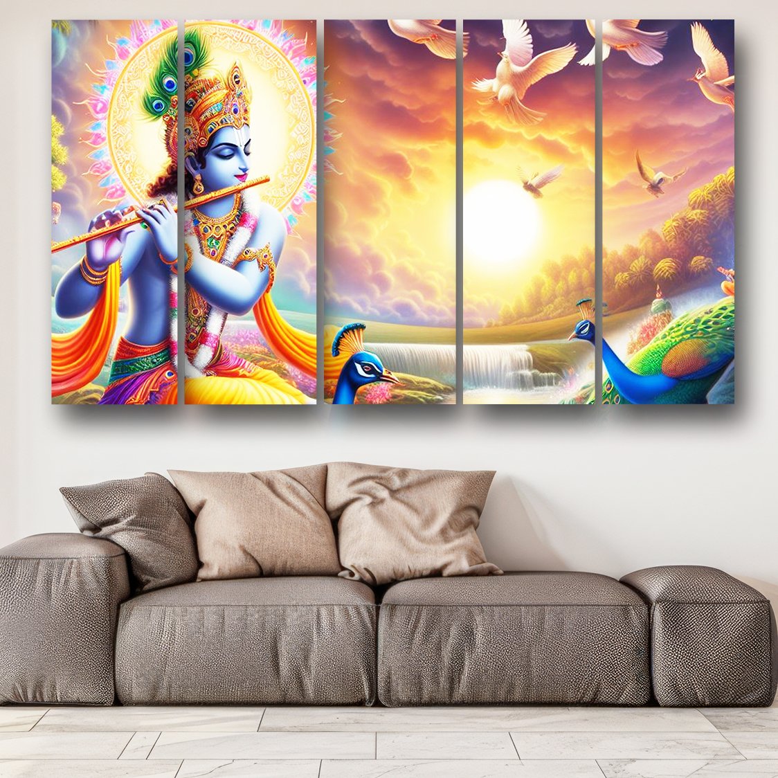 Casperme Lord Krishna Wall Painting For Living Room for Bedroom, Hotels & Office Decoration (48×30 inhes)