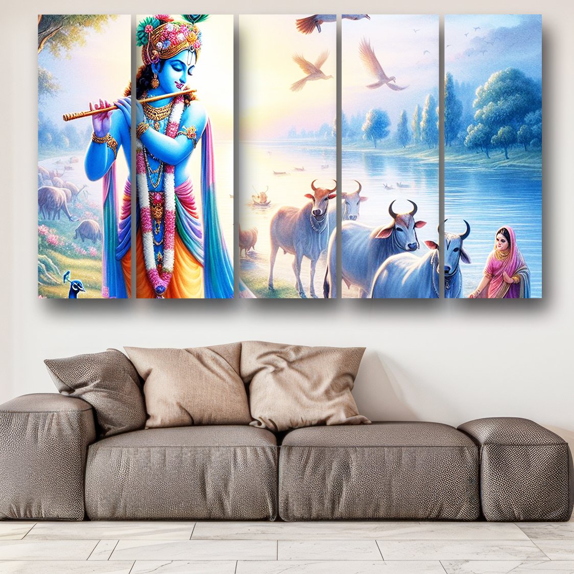 Casperme Lord Krishna Wall Painting For Living Room for Bedroom, Hotels & Office Decoration (48×30 inhes