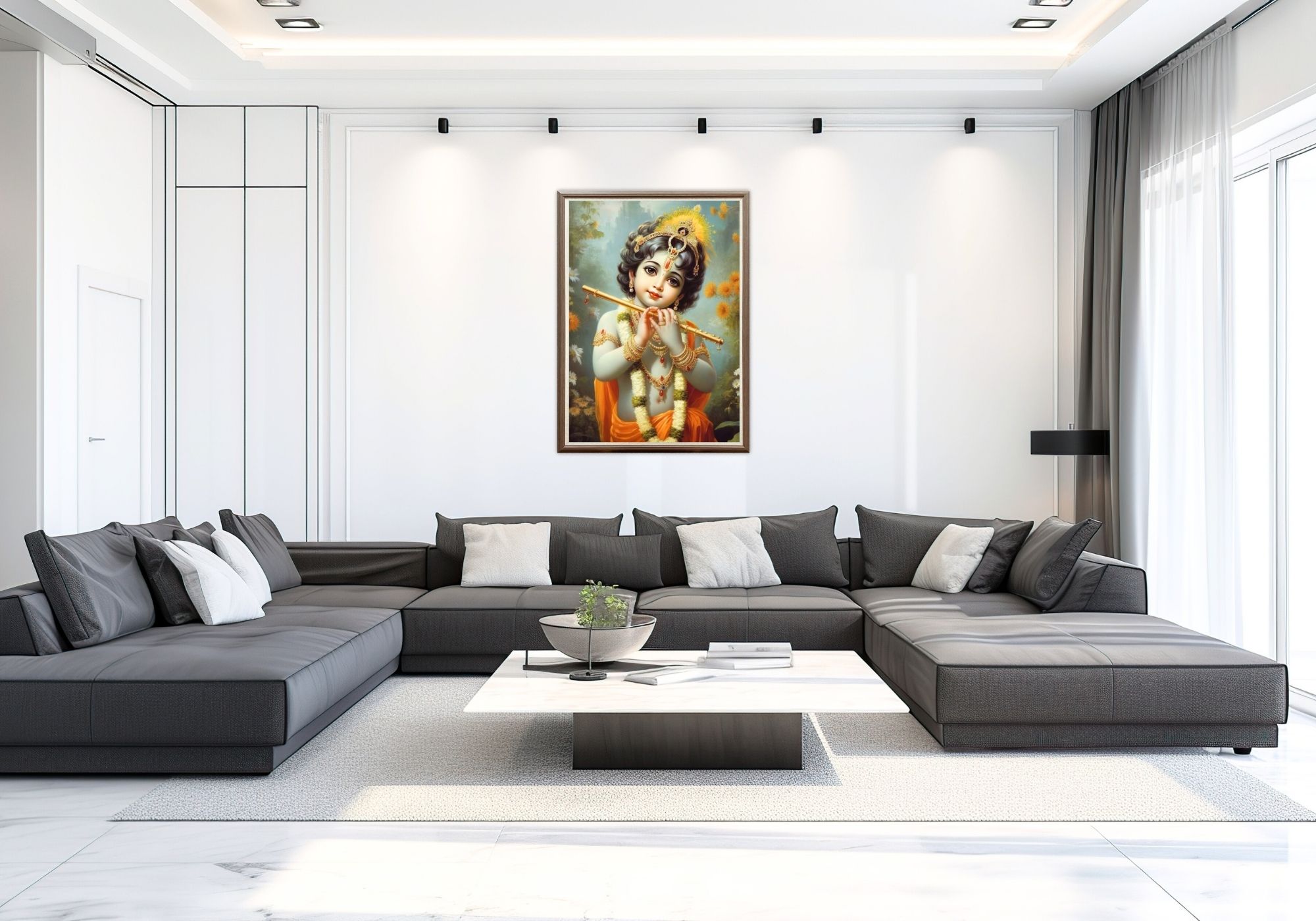 Casperme Krishan ji Photo Frame Painting For home and Wall Decoration Big Size Framed, Ideal For Bedroom, Hotels & Office - Image 3