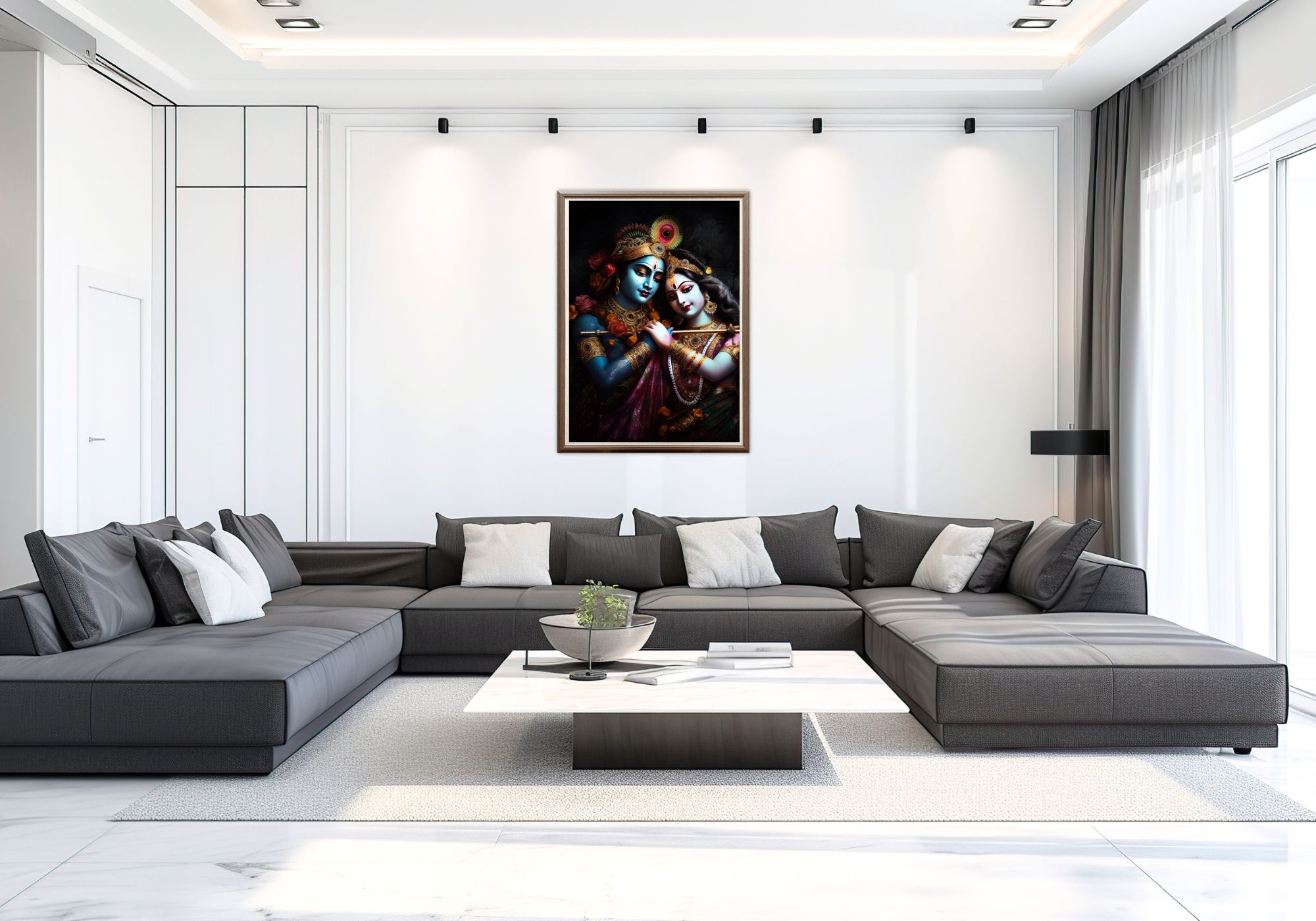 Casperme Radha Krishan Photo Frame Painting For home and Wall Decoration Big Size Framed, Ideal For Bedroom, Hotels & Office - Image 3