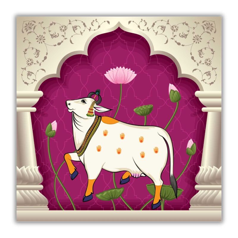 Kamdhenu Cow Vastu Prosperity Cotton Canvas Wall Painting big size For Living Room for Bedroom, Hotels & Office Decoration