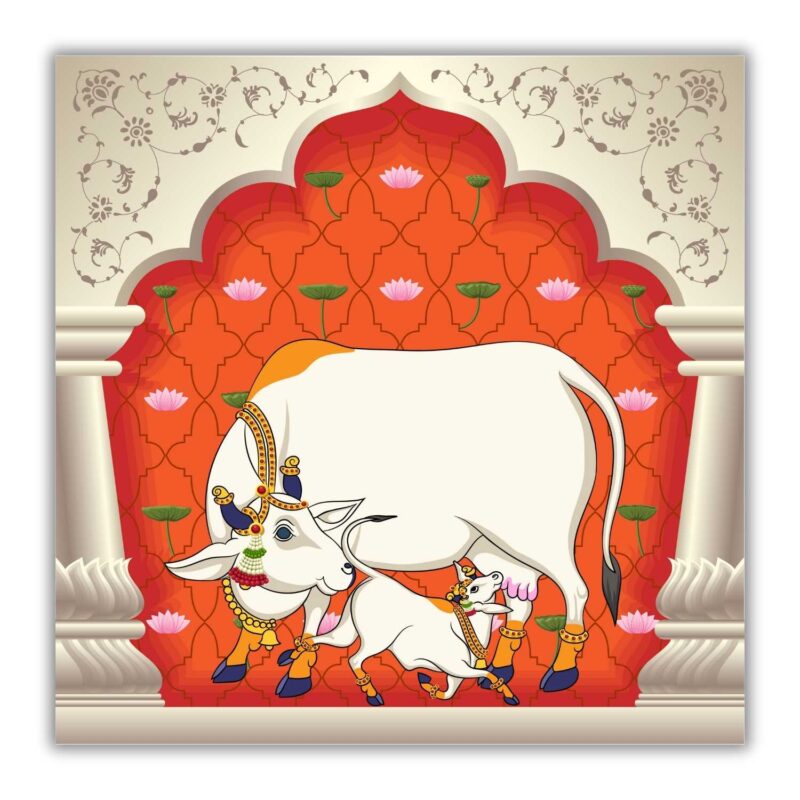 Kamdhenu Cow Vastu Prosperity Cotton Canvas Wall Painting big size For Living Room for Bedroom, Hotels & Office Decoration