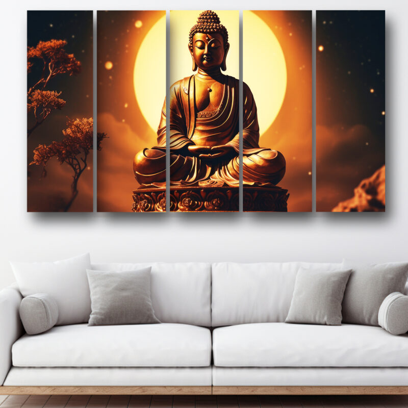 Casperme buddha ji Wall Painting Framed Big Size For Living Room, Home, office & Wall Decor, 48 x 30 inches set of 5