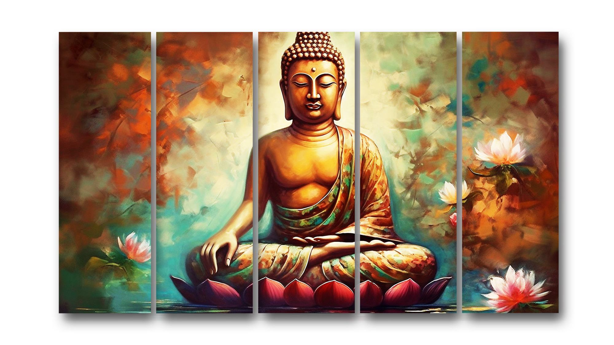 Casperme buddha ji Wall Painting Framed Big Size For Living Room, Home, office & Wall Decor, 48 x 30 inches set of 5 - Image 2