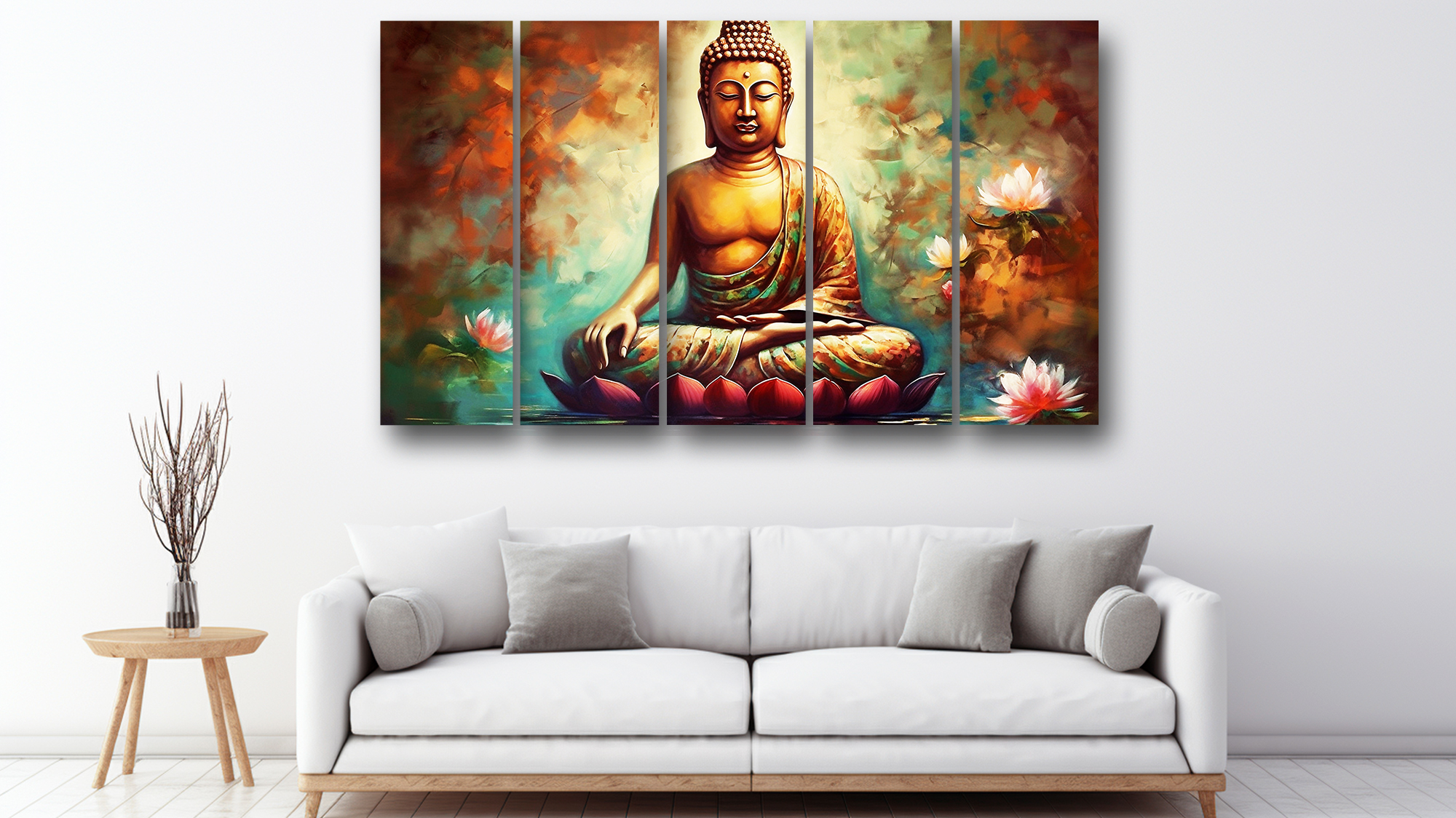 Casperme buddha ji Wall Painting Framed Big Size For Living Room, Home, office & Wall Decor, 48 x 30 inches set of 5 - Image 4