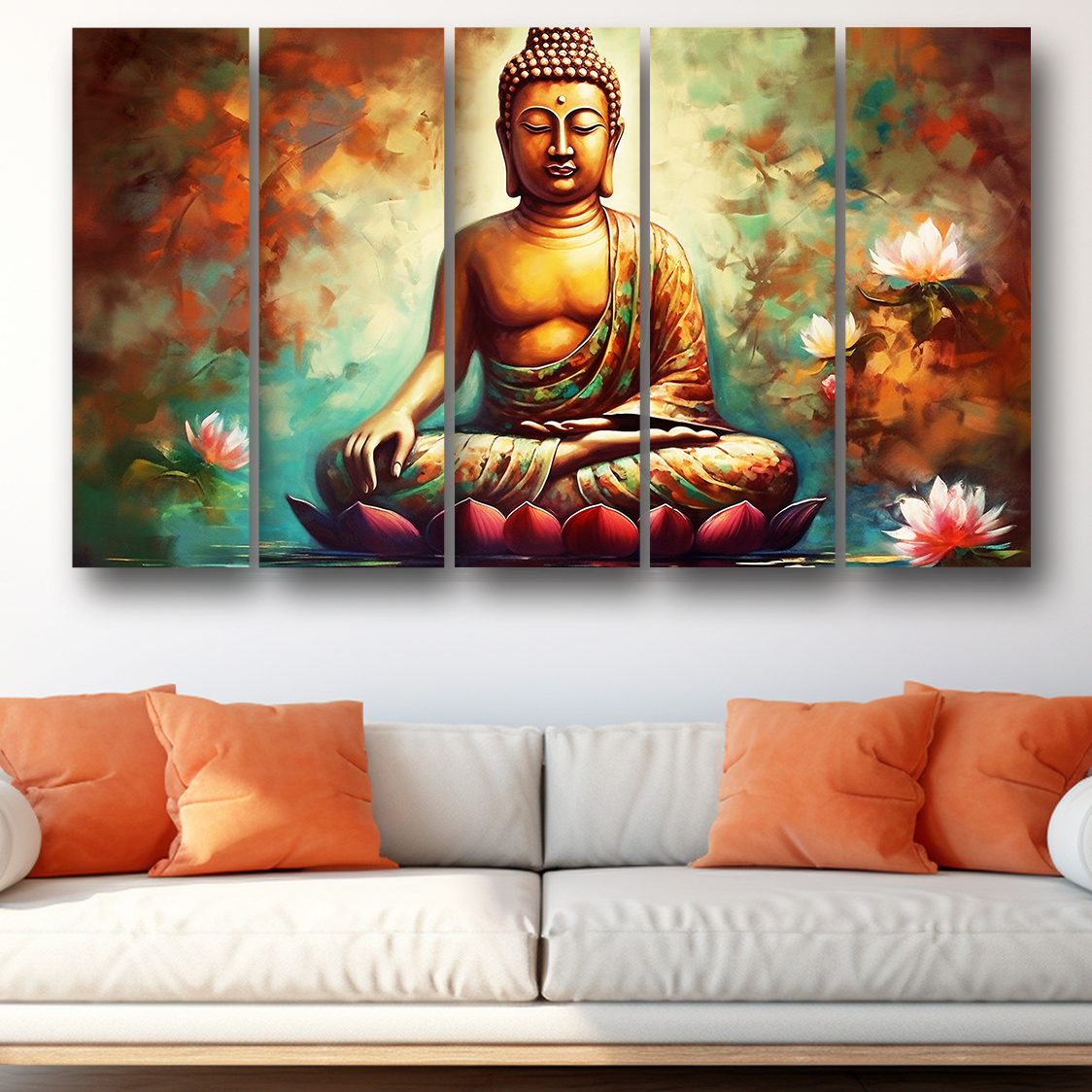 Casperme buddha ji Wall Painting Framed Big Size For Living Room, Home, office & Wall Decor, 48 x 30 inches set of 5
