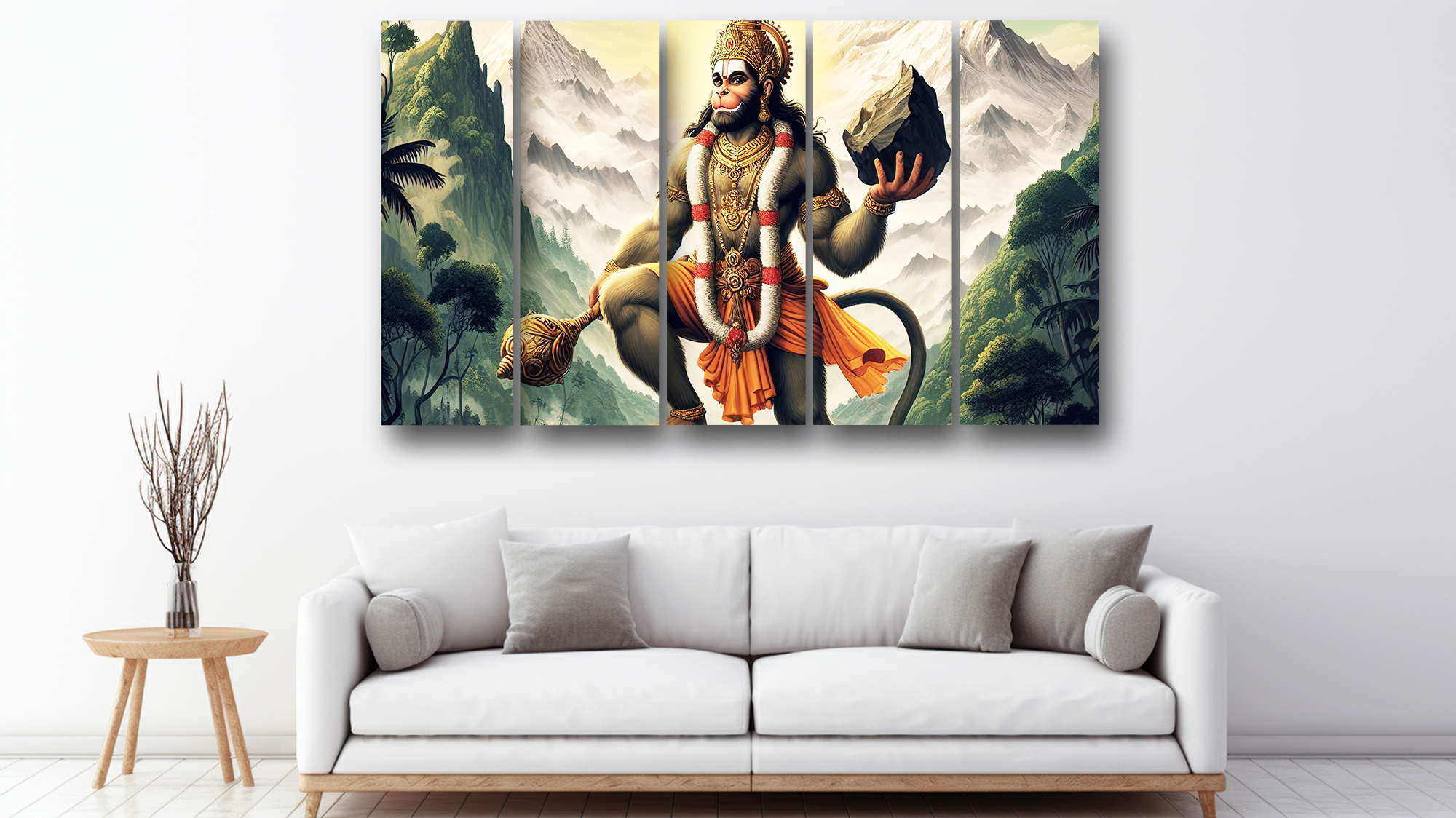 Casperme Hanuman ji Wall Painting Framed Big Size For Living Room, Home, office & Wall Decor, 48 x 30 inches set of 5 - Image 2