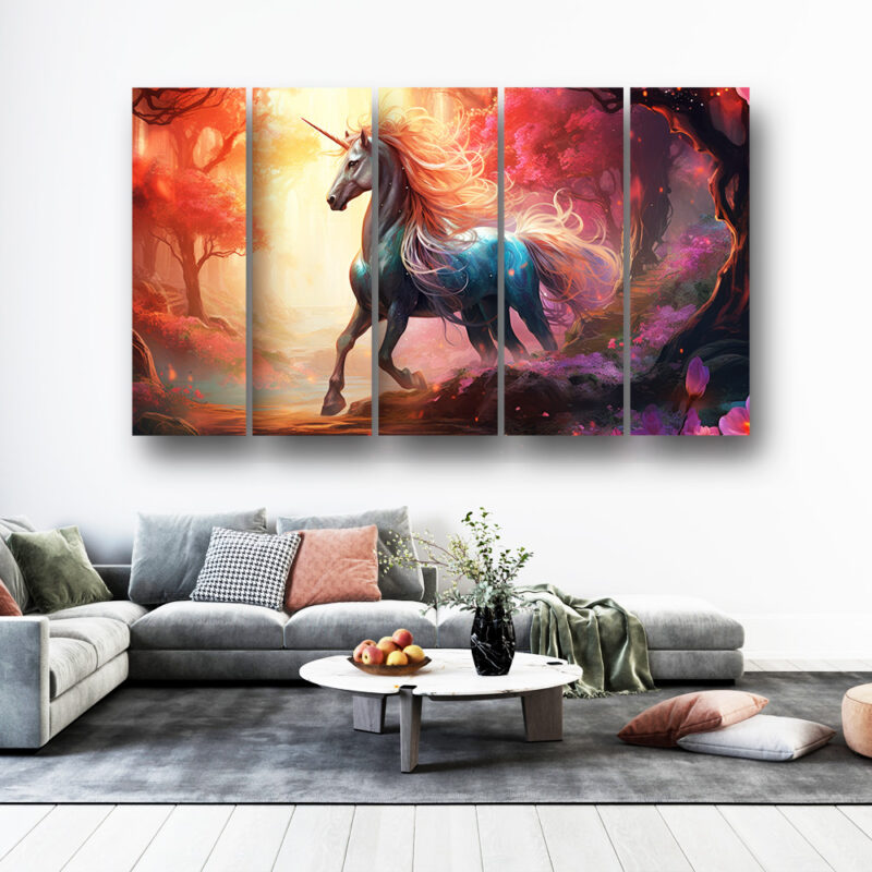 Casperme  Horse Wall Painting Framed Big Size For Living Room, Home, office & Wall Decor, 48 x 30 inches set of 5