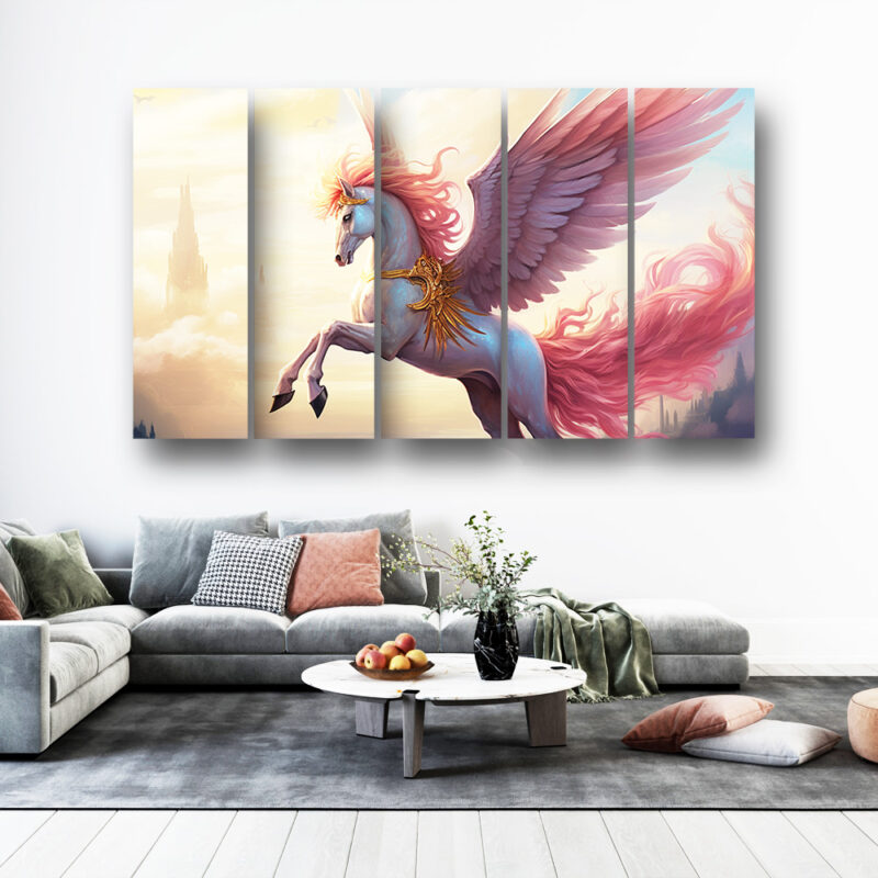 Casperme  Horse Wall Painting Framed Big Size For Living Room, Home, office & Wall Decor, 48 x 30 inches set of 5