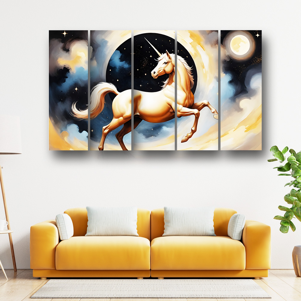 Casperme Horse Wall Painting Framed Big Size For Living Room, Home, office & Wall Decor, 48 x 30 inches set of 5