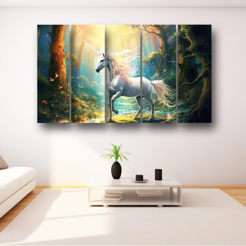 Casperme Horse Wall Painting Framed Big Size For Living Room, Home, office & Wall Decor, 48 x 30 inches set of 5