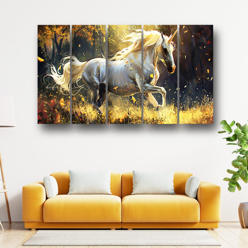 Casperme Horse Wall Painting Framed Big Size For Living Room, Home, office & Wall Decor, 48 x 30 inches set of 5